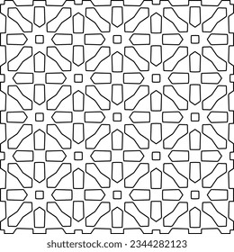 Abstrakter Hintergrund mit Figuren aus Linien. schwarz-weißes Muster für Webseiten, Texturen, Karten, Poster, Stoff, Textilien. Monochrome grafische Wiederholungsdesign.