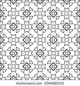 Abstract background with figures from lines. black and white pattern for web page, textures, card, poster, fabric, textile. Monochrome graphic repeating design.