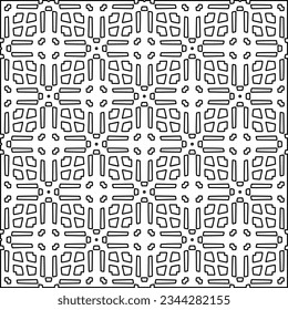 Abstract background with figures from lines. black and white pattern for web page, textures, card, poster, fabric, textile. Monochrome graphic repeating design.