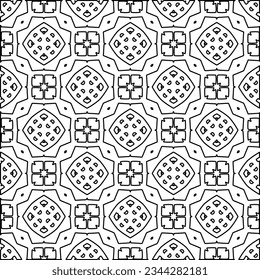 Abstract background with figures from lines. black and white pattern for web page, textures, card, poster, fabric, textile. Monochrome graphic repeating design.