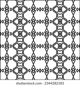 Abstract background with figures from lines. black and white pattern for web page, textures, card, poster, fabric, textile. Monochrome graphic repeating design.