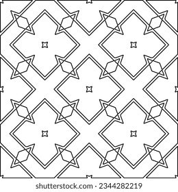 Abstract background with figures from lines. black and white pattern for web page, textures, card, poster, fabric, textile. Monochrome graphic repeating design.
