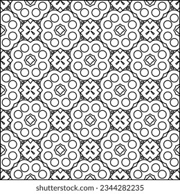 Abstract background with figures from lines. black and white pattern for web page, textures, card, poster, fabric, textile. Monochrome graphic repeating design.