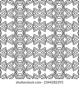 Abstract background with figures from lines. black and white pattern for web page, textures, card, poster, fabric, textile. Monochrome graphic repeating design.