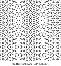 Abstract background with figures from lines. black and white pattern for web page, textures, card, poster, fabric, textile. Monochrome graphic repeating design.