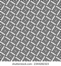 Abstract background with figures from lines. black and white pattern for web page, textures, card, poster, fabric, textile. Monochrome graphic repeating design.