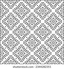 Abstract background with figures from lines. black and white pattern for web page, textures, card, poster, fabric, textile. Monochrome graphic repeating design.