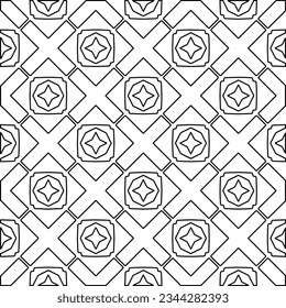 Abstract background with figures from lines. black and white pattern for web page, textures, card, poster, fabric, textile. Monochrome graphic repeating design.