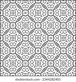 Abstract background with figures from lines. black and white pattern for web page, textures, card, poster, fabric, textile. Monochrome graphic repeating design.