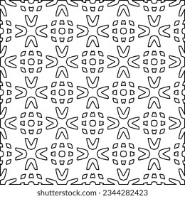 Abstract background with figures from lines. black and white pattern for web page, textures, card, poster, fabric, textile. Monochrome graphic repeating design.