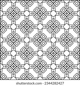 Abstract background with figures from lines. black and white pattern for web page, textures, card, poster, fabric, textile. Monochrome graphic repeating design.