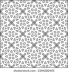 Abstract background with figures from lines. black and white pattern for web page, textures, card, poster, fabric, textile. Monochrome graphic repeating design.