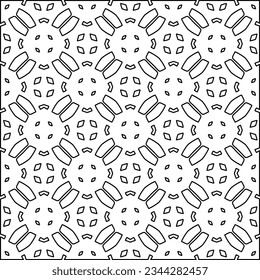 Abstract background with figures from lines. black and white pattern for web page, textures, card, poster, fabric, textile. Monochrome graphic repeating design.