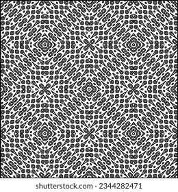Abstract background with figures from lines. black and white pattern for web page, textures, card, poster, fabric, textile. Monochrome graphic repeating design.