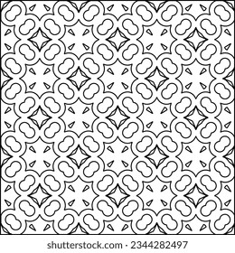 Abstract background with figures from lines. black and white pattern for web page, textures, card, poster, fabric, textile. Monochrome graphic repeating design.
