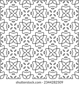 Abstract background with figures from lines. black and white pattern for web page, textures, card, poster, fabric, textile. Monochrome graphic repeating design.
