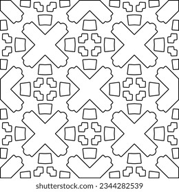 Abstract background with figures from lines. black and white pattern for web page, textures, card, poster, fabric, textile. Monochrome graphic repeating design.
