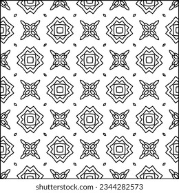 Abstract background with figures from lines. black and white pattern for web page, textures, card, poster, fabric, textile. Monochrome graphic repeating design.