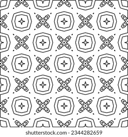 Abstract background with figures from lines. black and white pattern for web page, textures, card, poster, fabric, textile. Monochrome graphic repeating design.