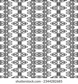Abstract background with figures from lines. black and white pattern for web page, textures, card, poster, fabric, textile. Monochrome graphic repeating design.