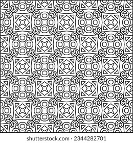 Abstract background with figures from lines. black and white pattern for web page, textures, card, poster, fabric, textile. Monochrome graphic repeating design.
