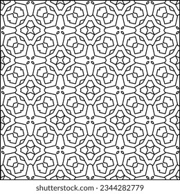 Abstrakter Hintergrund mit Figuren aus Linien. schwarz-weißes Muster für Webseiten, Texturen, Karten, Poster, Stoff, Textilien. Monochrome grafische Wiederholungsdesign.