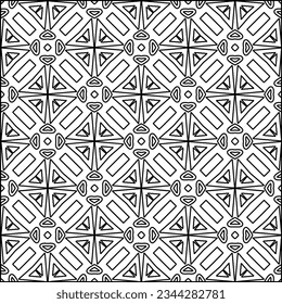 Abstract background with figures from lines. black and white pattern for web page, textures, card, poster, fabric, textile. Monochrome graphic repeating design.