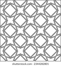 Abstract background with figures from lines. black and white pattern for web page, textures, card, poster, fabric, textile. Monochrome graphic repeating design.