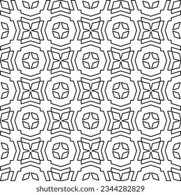 Abstract background with figures from lines. black and white pattern for web page, textures, card, poster, fabric, textile. Monochrome graphic repeating design.