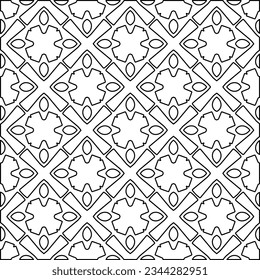 Abstract background with figures from lines. black and white pattern for web page, textures, card, poster, fabric, textile. Monochrome graphic repeating design.