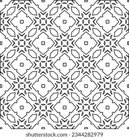 Abstract background with figures from lines. black and white pattern for web page, textures, card, poster, fabric, textile. Monochrome graphic repeating design.
