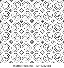 Abstract background with figures from lines. black and white pattern for web page, textures, card, poster, fabric, textile. Monochrome graphic repeating design.