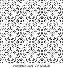Abstract background with figures from lines. black and white pattern for web page, textures, card, poster, fabric, textile. Monochrome graphic repeating design.