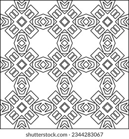 Abstract background with figures from lines. black and white pattern for web page, textures, card, poster, fabric, textile. Monochrome graphic repeating design.