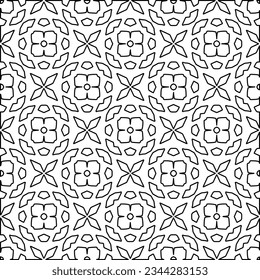 Abstract background with figures from lines. black and white pattern for web page, textures, card, poster, fabric, textile. Monochrome graphic repeating design.