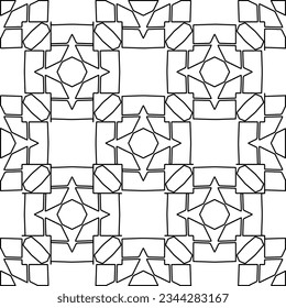 Abstract background with figures from lines. black and white pattern for web page, textures, card, poster, fabric, textile. Monochrome graphic repeating design.