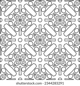 Abstrakter Hintergrund mit Figuren aus Linien. schwarz-weißes Muster für Webseiten, Texturen, Karten, Poster, Stoff, Textilien. Monochrome grafische Wiederholungsdesign.