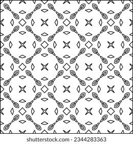 Abstract background with figures from lines. black and white pattern for web page, textures, card, poster, fabric, textile. Monochrome graphic repeating design.