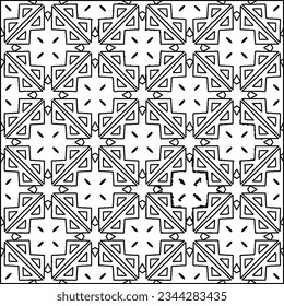 Abstract background with figures from lines. black and white pattern for web page, textures, card, poster, fabric, textile. Monochrome graphic repeating design.