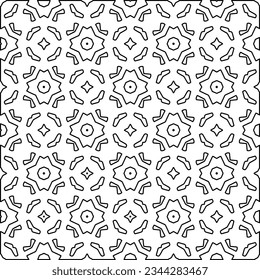 Abstract background with figures from lines. black and white pattern for web page, textures, card, poster, fabric, textile. Monochrome graphic repeating design.
