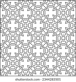 Abstract background with figures from lines. black and white pattern for web page, textures, card, poster, fabric, textile. Monochrome graphic repeating design.