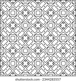Abstract background with figures from lines. black and white pattern for web page, textures, card, poster, fabric, textile. Monochrome graphic repeating design.