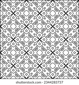 Abstract background with figures from lines. black and white pattern for web page, textures, card, poster, fabric, textile. Monochrome graphic repeating design.