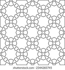 Abstract background with figures from lines. black and white pattern for web page, textures, card, poster, fabric, textile. Monochrome graphic repeating design.