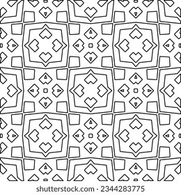 Abstract background with figures from lines. black and white pattern for web page, textures, card, poster, fabric, textile. Monochrome graphic repeating design.