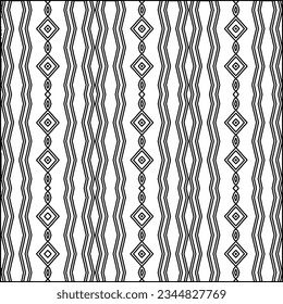 Abstract background with figures from lines. black and white pattern for web page, textures, card, poster, fabric, textile. Monochrome graphic repeating design.