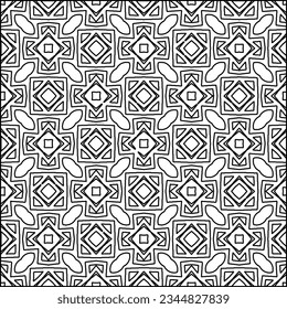 Abstract background with figures from lines. black and white pattern for web page, textures, card, poster, fabric, textile. Monochrome graphic repeating design.