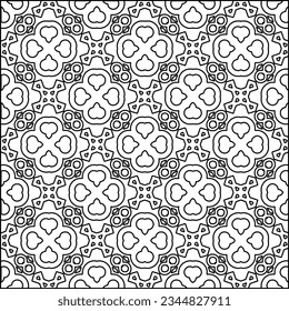 Abstract background with figures from lines. black and white pattern for web page, textures, card, poster, fabric, textile. Monochrome graphic repeating design.