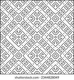 Abstract background with figures from lines. black and white pattern for web page, textures, card, poster, fabric, textile. Monochrome graphic repeating design.