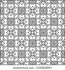 Abstract background with figures from lines. black and white pattern for web page, textures, card, poster, fabric, textile. Monochrome graphic repeating design.